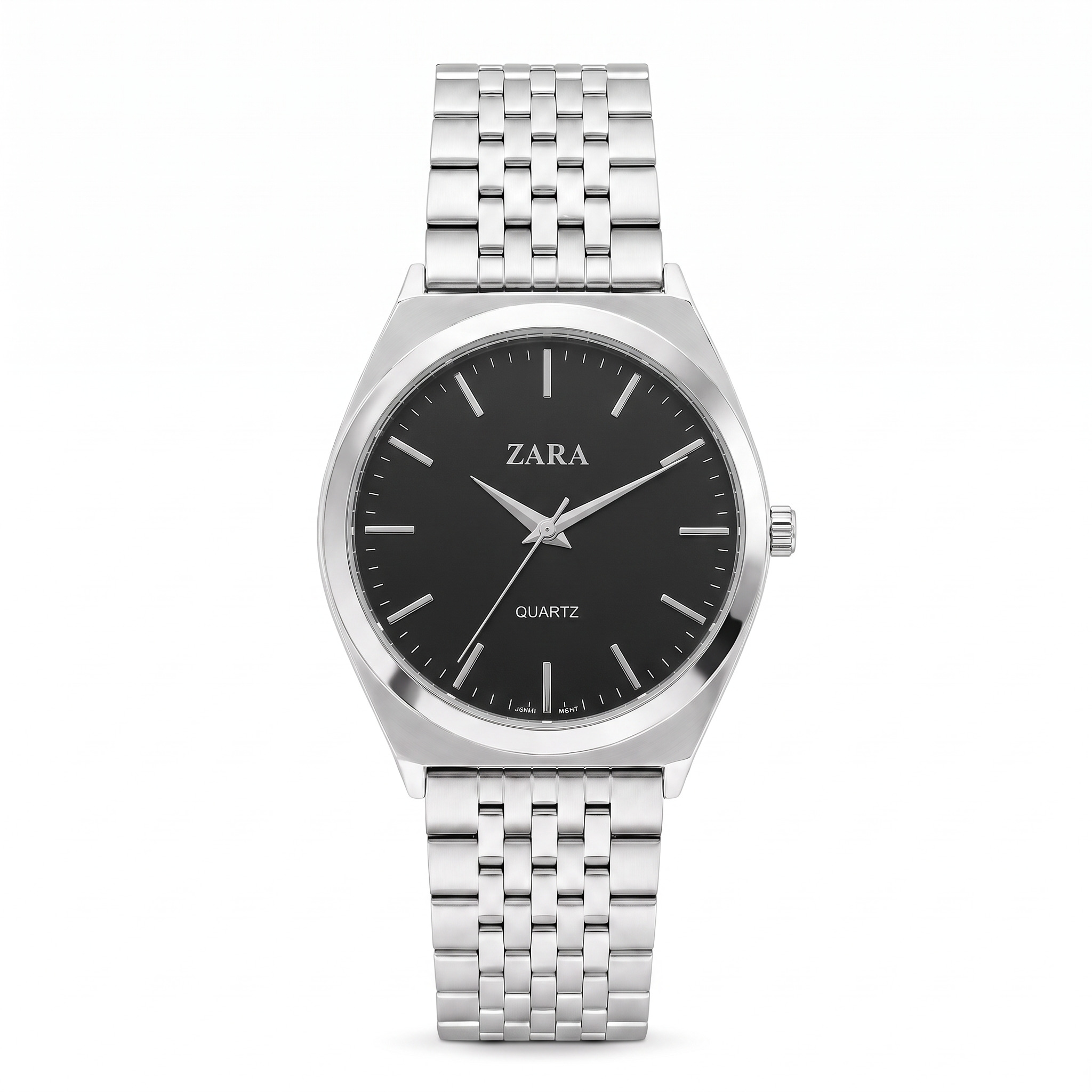 Zara quartz steel dress watch with black dial
